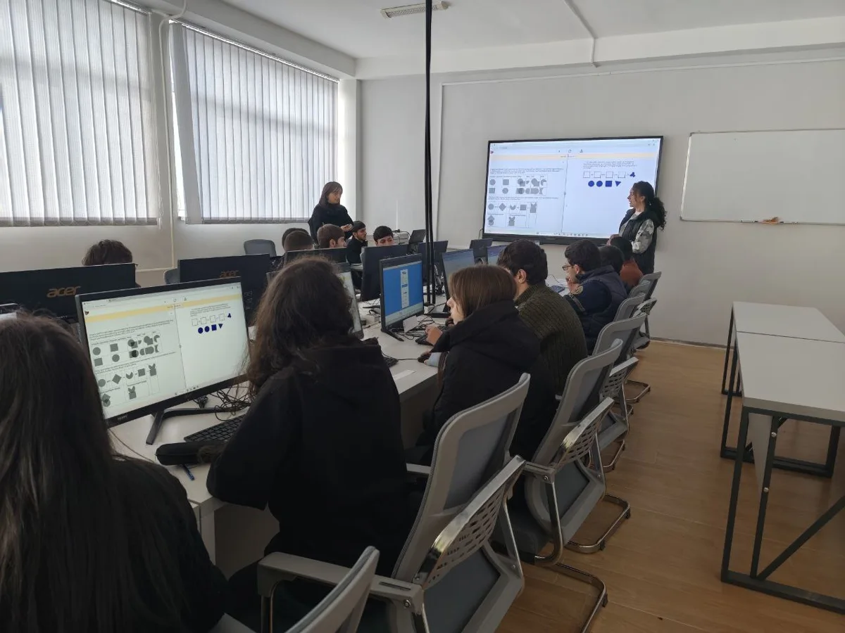 Students taking part in the 2025 Bebras school competition in a classroom